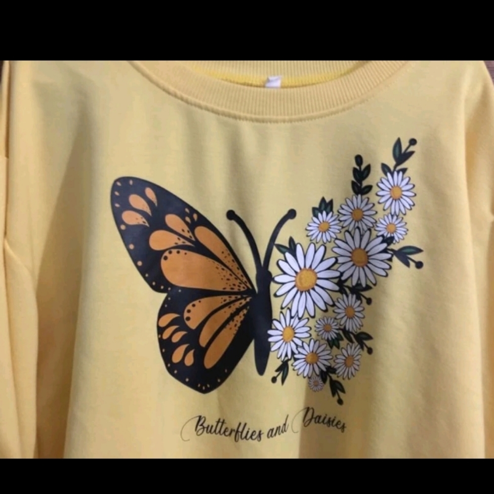 Girls Butterflies and Daisies Sweater